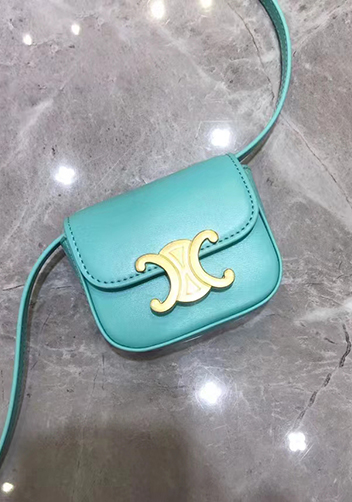 Yuga Leather Lipstick Headset Mini Bag Turquoise Green
