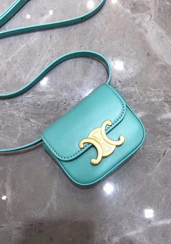 Yuga Leather Lipstick Headset Mini Bag Turquoise Green