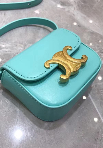 Yuga Leather Lipstick Headset Mini Bag Turquoise Green