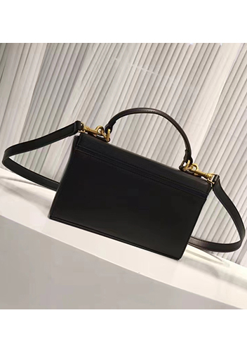 Yuga Leather Top Handle Shoulder Bag Black