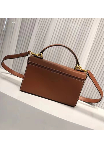 Yuga Leather Top Handle Shoulder Bag Brown
