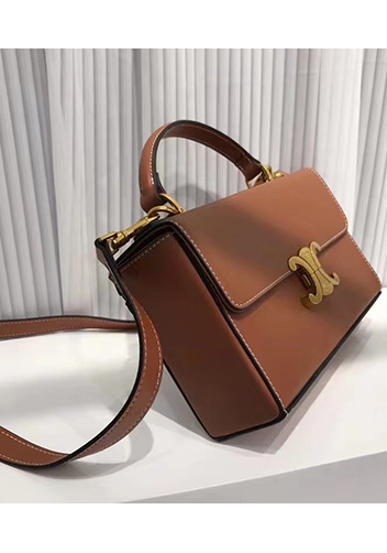Yuga Leather Top Handle Shoulder Bag Brown