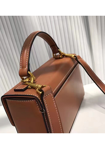 Yuga Leather Top Handle Shoulder Bag Brown