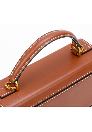 Yuga Leather Top Handle Shoulder Bag Brown