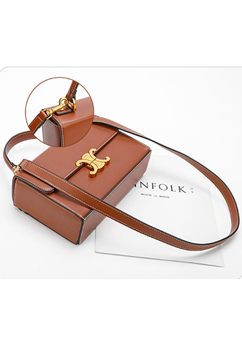 Yuga Leather Top Handle Shoulder Bag Brown