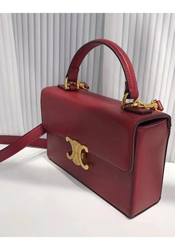 Yuga Leather Top Handle Shoulder Bag Burgundy