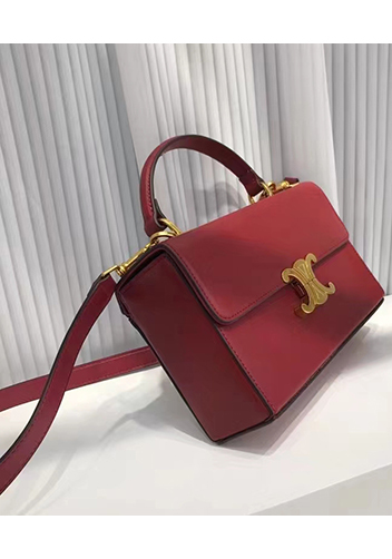 Yuga Leather Top Handle Shoulder Bag Burgundy