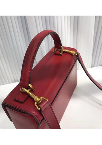 Yuga Leather Top Handle Shoulder Bag Burgundy
