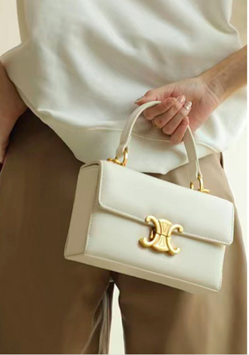 Yuga Leather Top Handle Shoulder Bag Cream