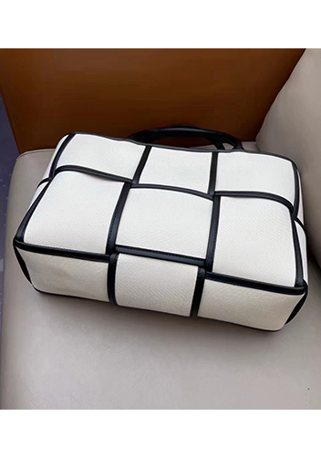 Mia Woven Canvas 6 Squares Tote Black