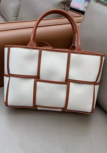 Mia Woven Canvas 6 Squares Tote Camel