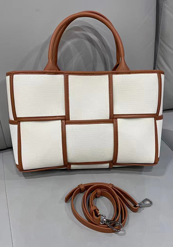 Mia Woven Canvas 6 Squares Tote Camel