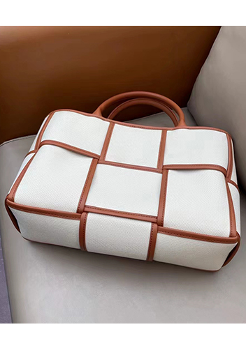 Mia Woven Canvas 6 Squares Tote Camel