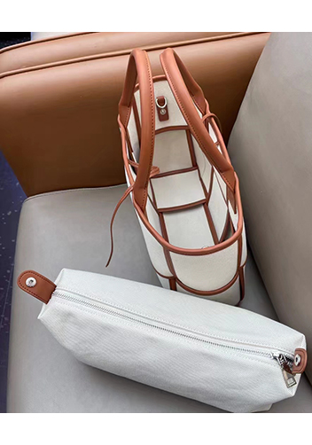 Mia Woven Canvas 6 Squares Tote Camel