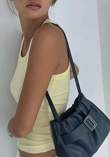 Alena Buckle Shoulder Bag Black
