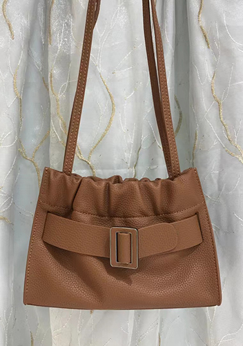 Alena Buckle Shoulder Bag Brown
