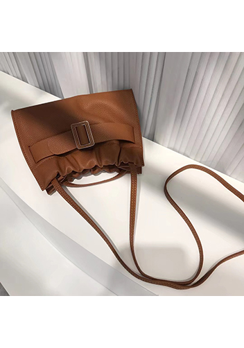 Alena Buckle Shoulder Bag Brown