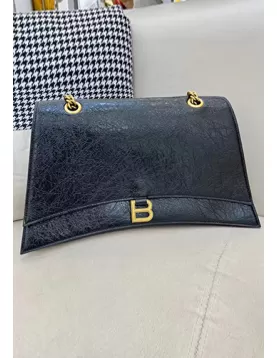 Bonnie Crush Leather Large Chain Shoulder Bag Black Gold