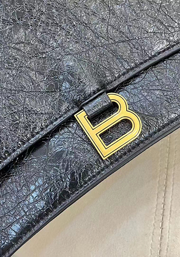 Bonnie Crush Leather Large Chain Shoulder Bag Black Gold