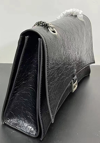Bonnie Crush Leather Large Chain Shoulder Bag Black Silver