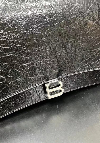 Bonnie Crush Leather Large Chain Shoulder Bag Black Silver