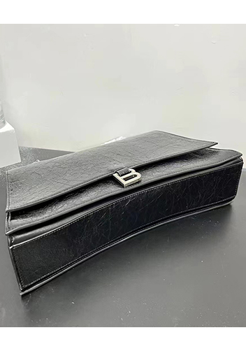 Bonnie Crush Leather Large Chain Shoulder Bag Black Silver