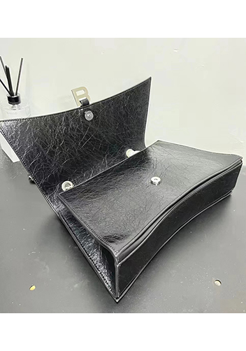 Bonnie Crush Leather Large Chain Shoulder Bag Black Silver