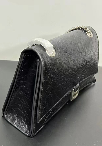 Bonnie Crush Leather Medium Chain Shoulder Bag Black Silver