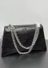 Bonnie Crush Leather Medium Chain Shoulder Bag Black Silver