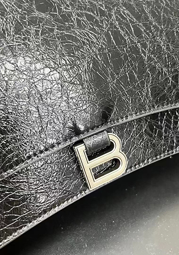 Bonnie Crush Leather Medium Chain Shoulder Bag Black Silver