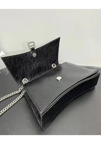 Bonnie Crush Leather Medium Chain Shoulder Bag Black Silver