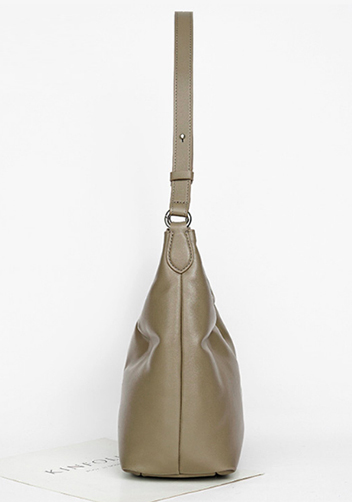 Maggie Leather Shoulder Hobo Bag Grey