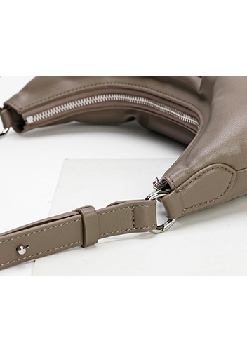 Maggie Leather Shoulder Hobo Bag Grey