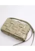 Mia 15 Square Pleated Leather Shoulder Bag Beige
