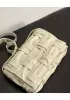 Mia 15 Square Pleated Leather Shoulder Bag Beige
