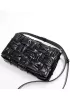 Mia 15 Square Pleated Leather Shoulder Bag Black