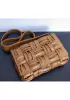 Mia 15 Square Pleated Leather Shoulder Bag Brown