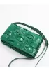 Mia 15 Square Pleated Leather Shoulder Bag Green