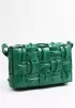 Mia 15 Square Pleated Leather Shoulder Bag Green