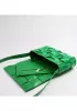 Mia 15 Square Pleated Leather Shoulder Bag Green Parakeet