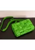 Mia 15 Square Pleated Leather Shoulder Bag Green Parakeet
