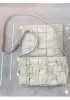 Mia 15 Square Pleated Leather Shoulder Bag White