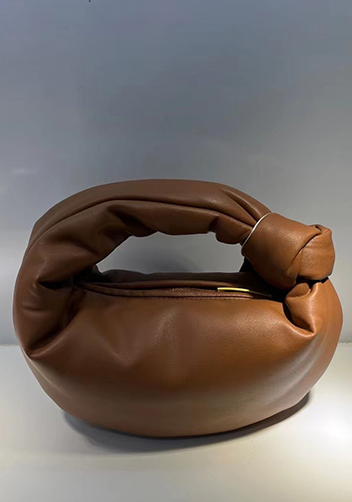 Dina Small Knotted Smooth Leather Tote Camel