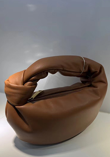 Dina Small Knotted Smooth Leather Tote Camel