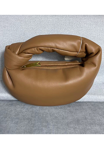 Dina Small Knotted Smooth Leather Tote Camel