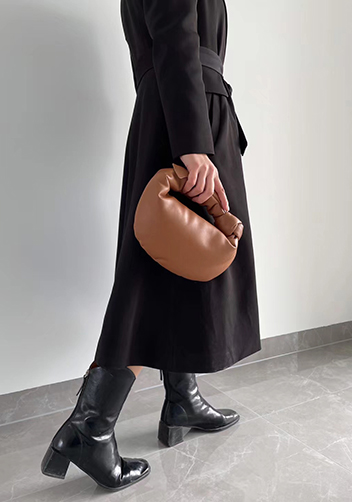 Dina Small Knotted Smooth Leather Tote Camel