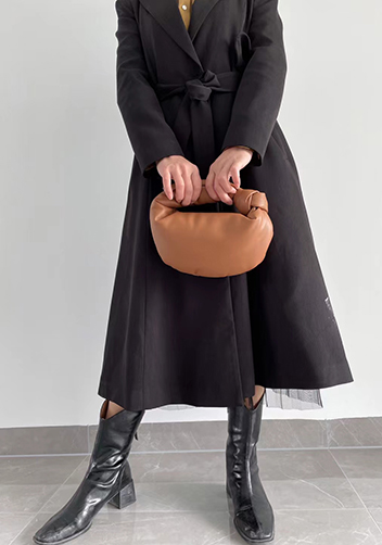 Dina Small Knotted Smooth Leather Tote Camel