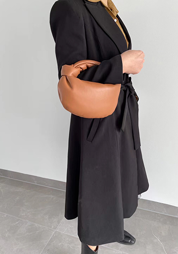 Dina Small Knotted Smooth Leather Tote Camel