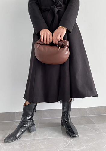 Dina Small Knotted Smooth Leather Tote Choco