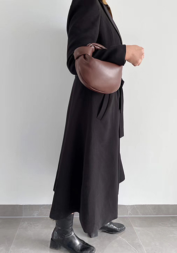 Dina Small Knotted Smooth Leather Tote Choco